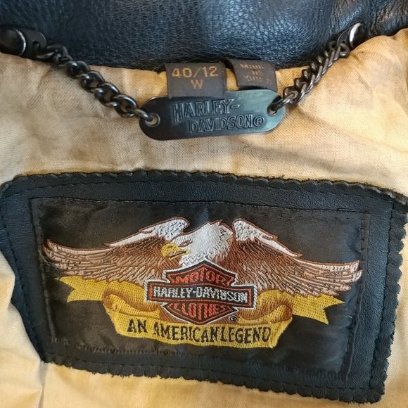 Women's 40/12 (Large L) Harley-Davidson Leather Jacket Raised Yellow Rose - Picture 8 of 11